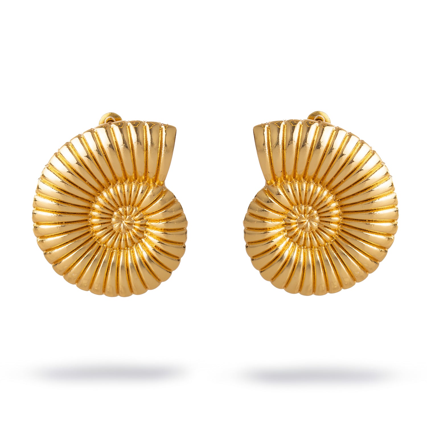 Golden Spiral Seashell Earrings