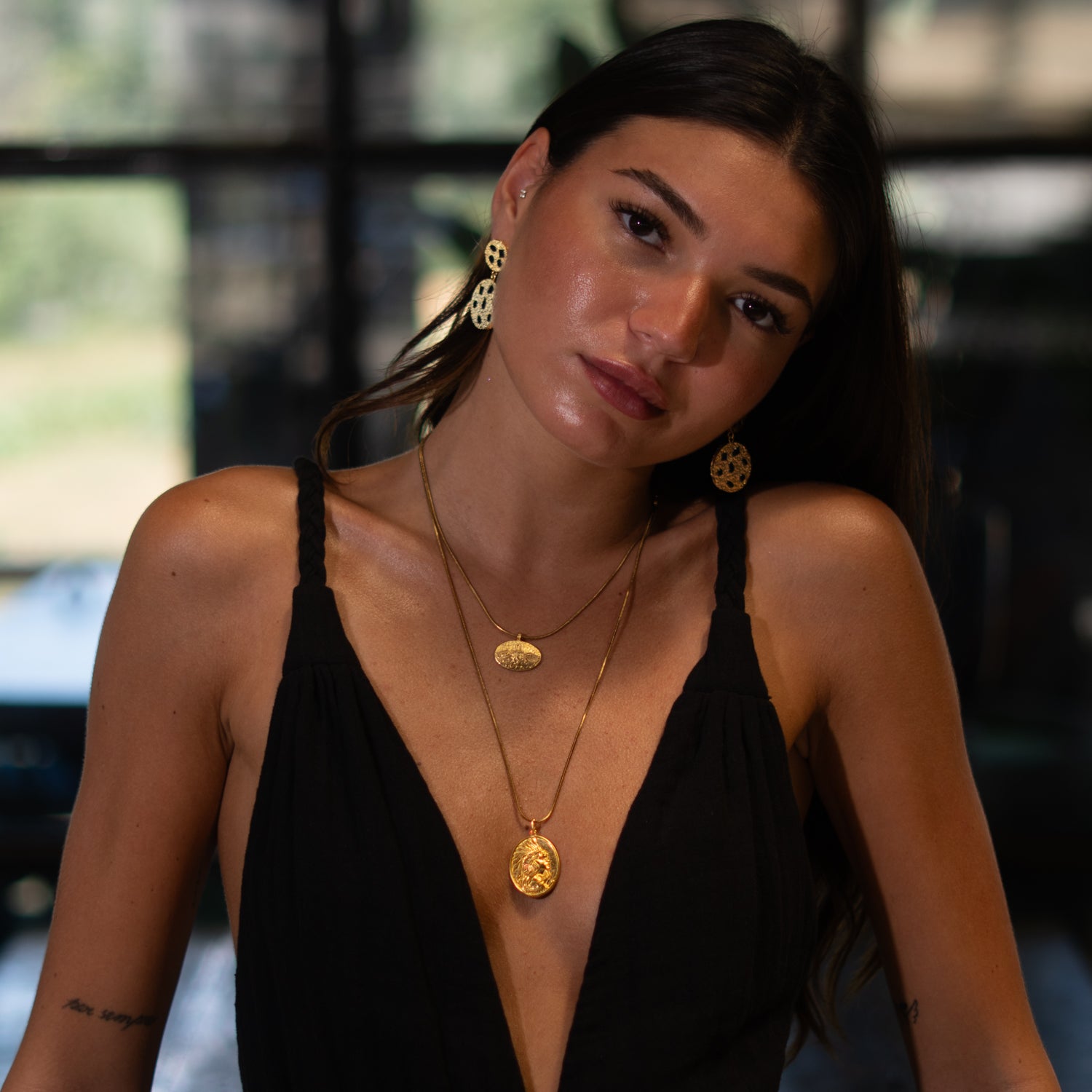 Golden Warrior Goddess Medallion Necklace