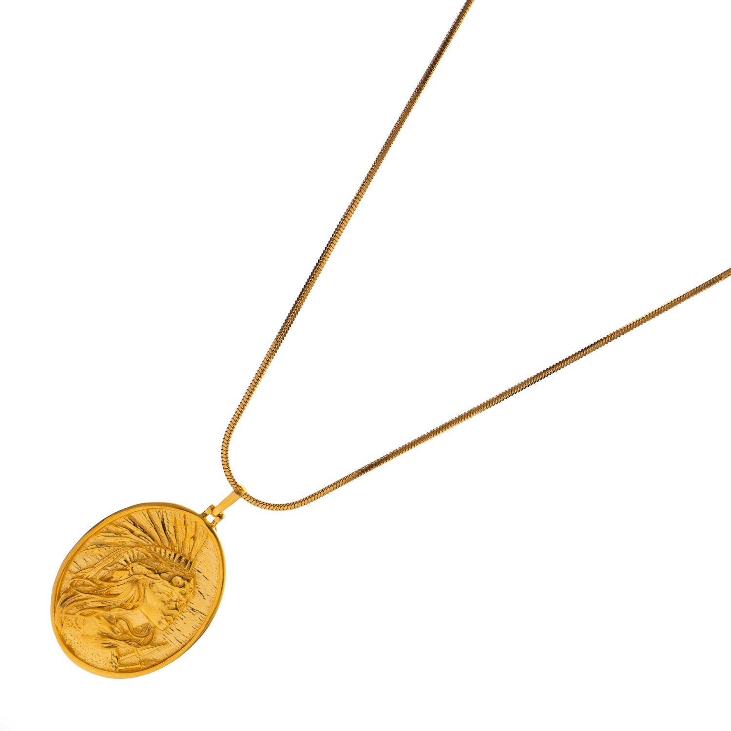 Golden Warrior Goddess Medallion Necklace