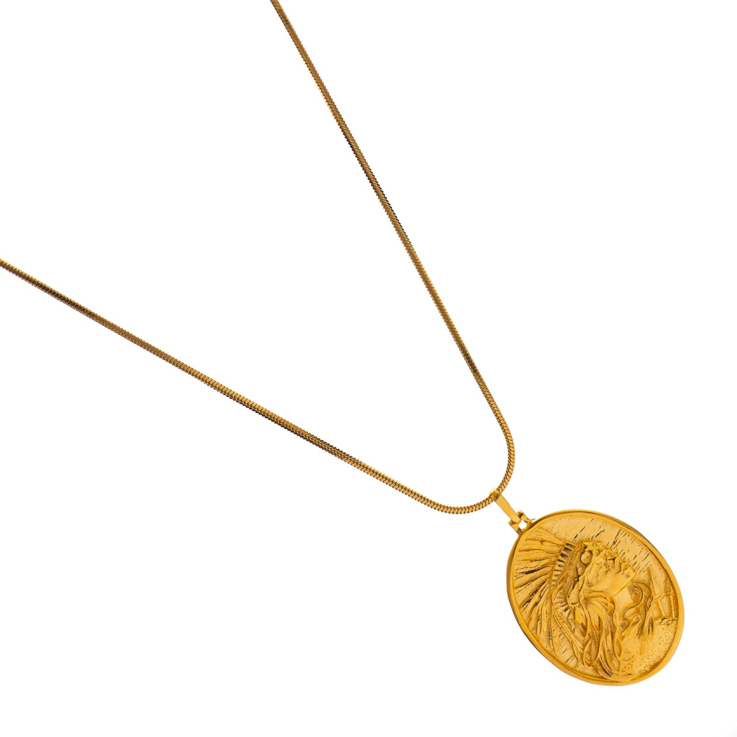 Golden Warrior Goddess Medallion Necklace