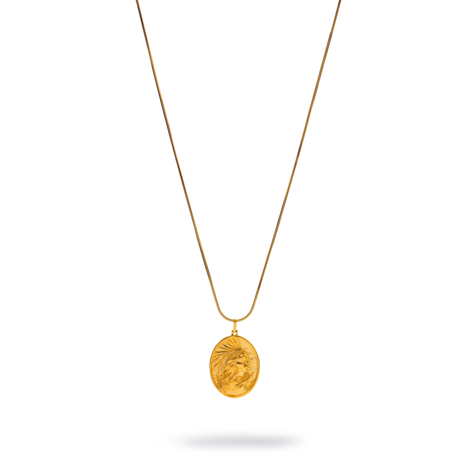 Golden Warrior Goddess Medallion Necklace