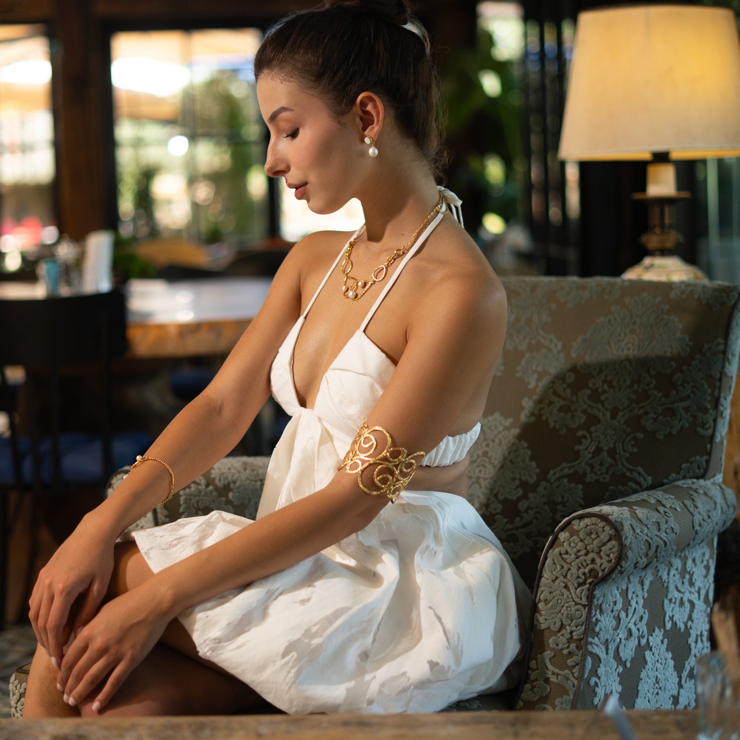Golden Whispers Arm & Cuff Bracelet