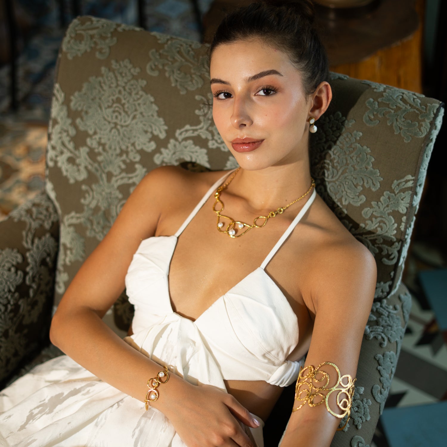 Golden Whispers Arm & Cuff Bracelet