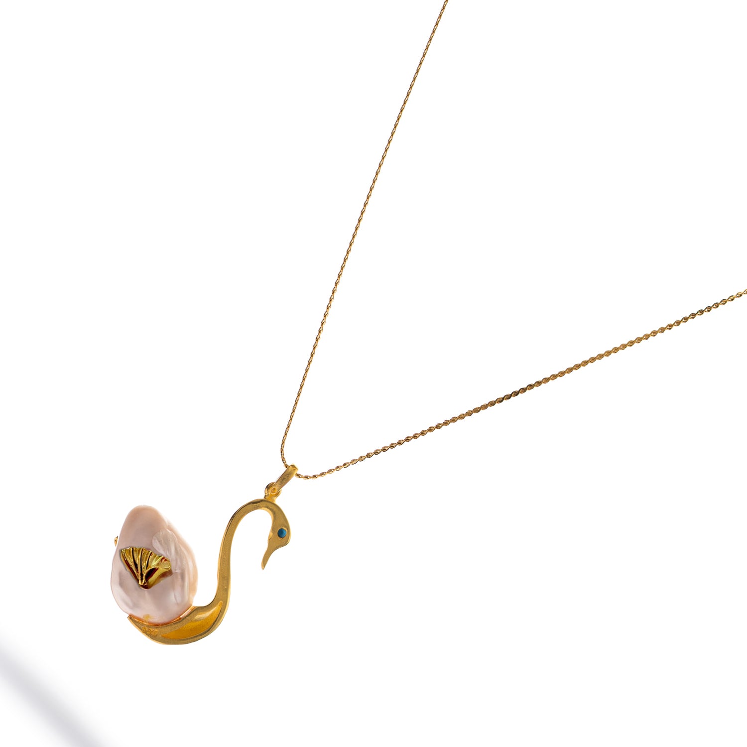 Graceful Swan Baroque Pearl & Turquoise Necklace