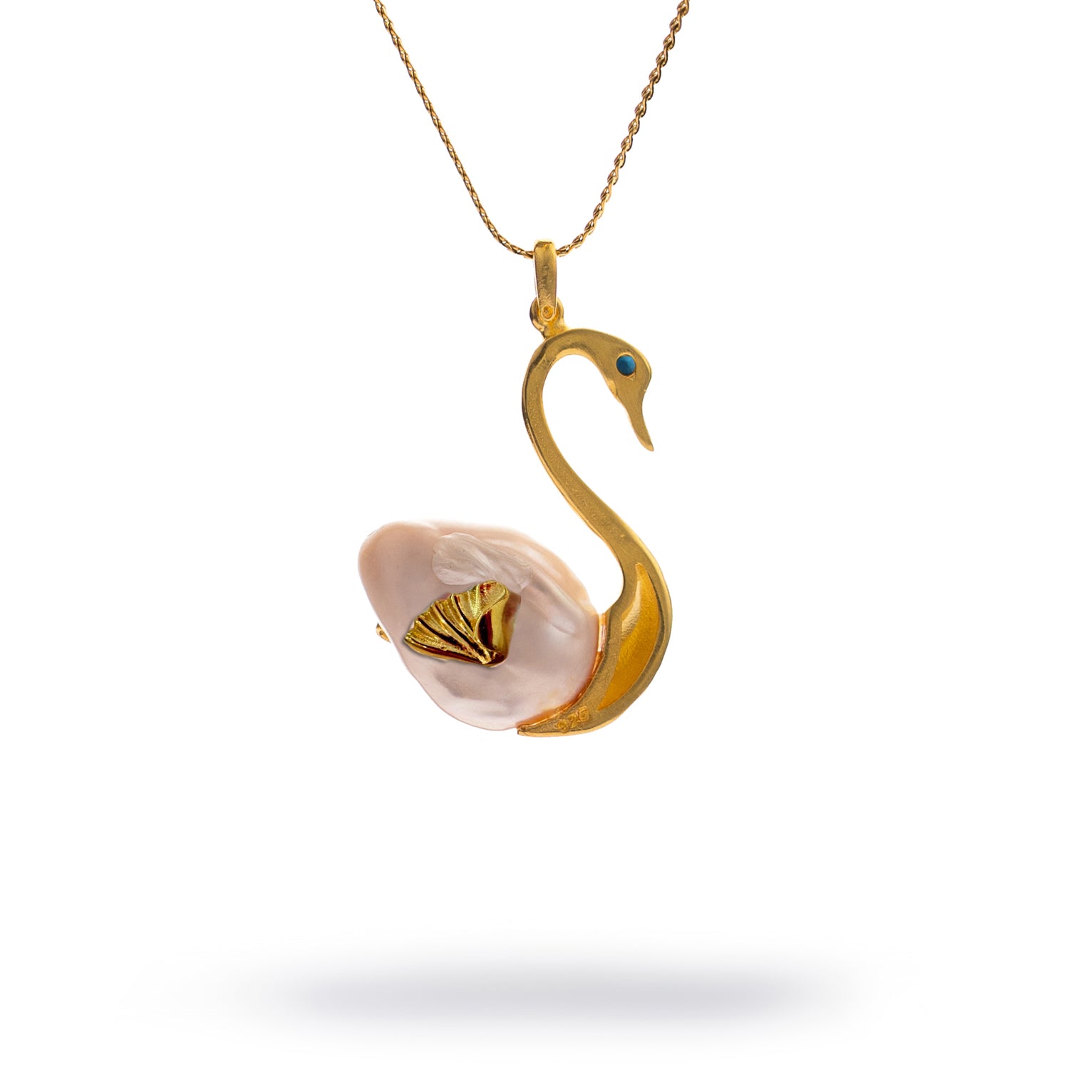 Graceful Swan Baroque Pearl & Turquoise Necklace