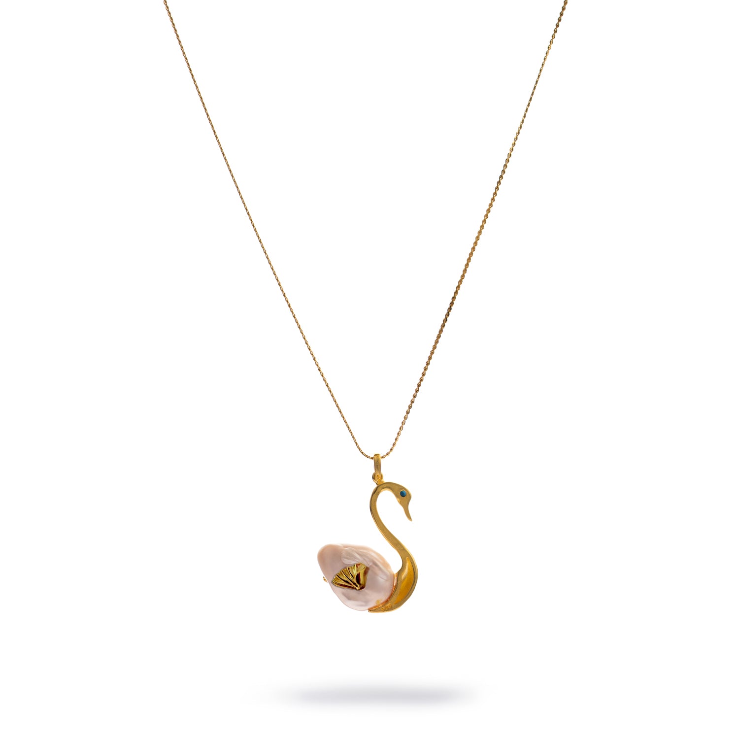 Graceful Swan Baroque Pearl & Turquoise Necklace