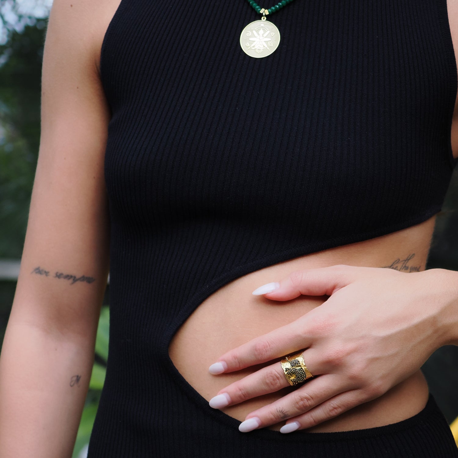 24k Gold-Plated Elephant Ring with Black Swarovski Crystals for Strength and Wisdom