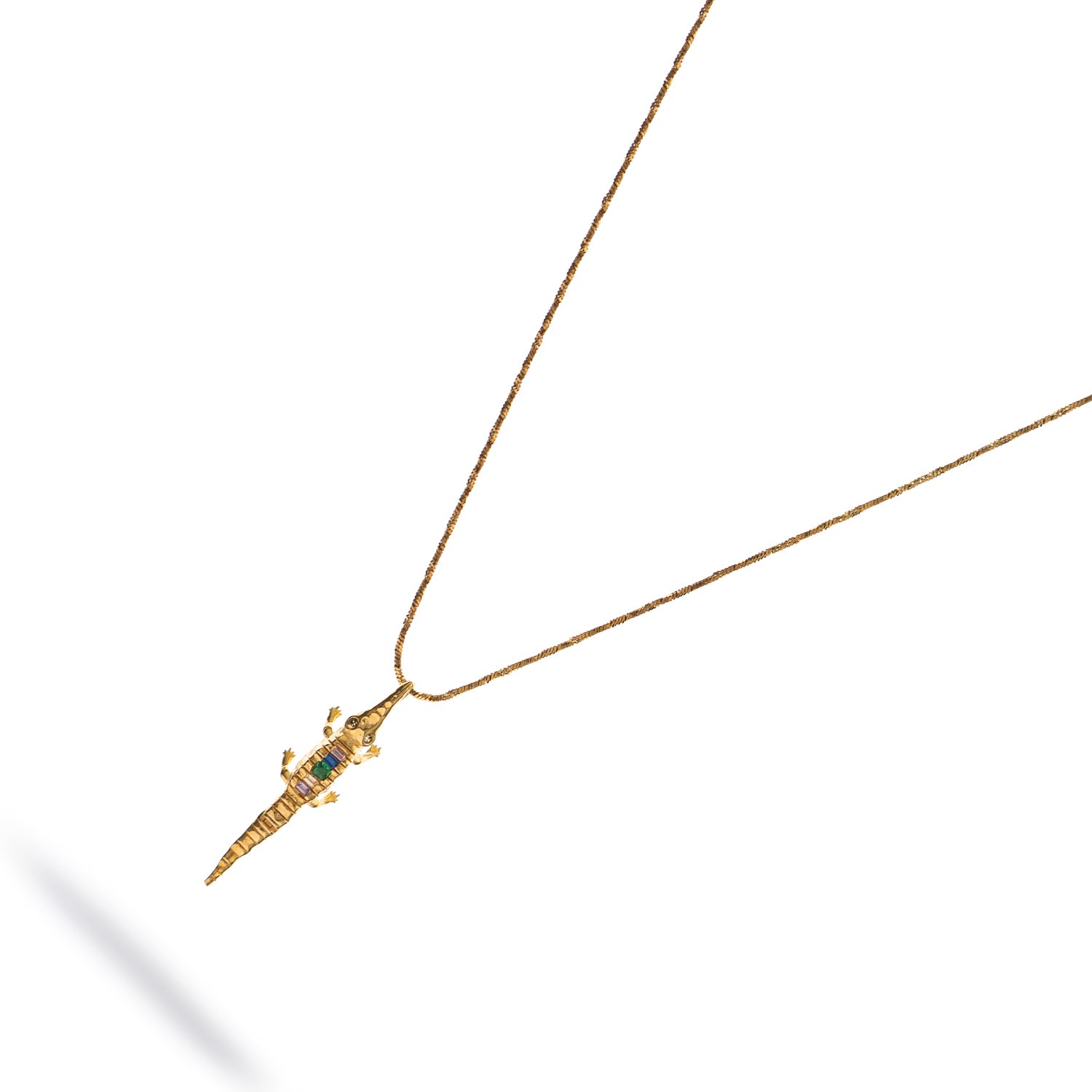 Guardian Crocodile Multicolor Crystal Gold Necklace