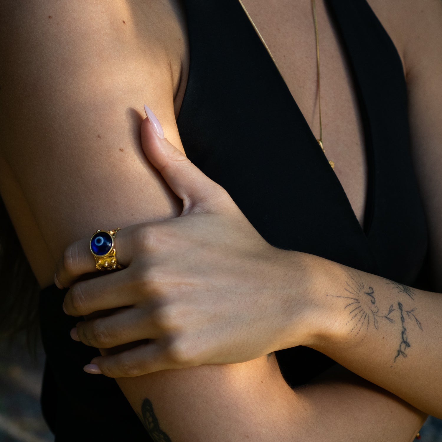 Guardian Evil Eye Adjustable Gold Ring