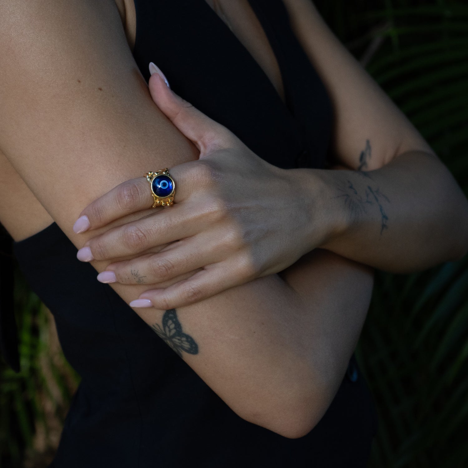 Guardian Evil Eye Adjustable Gold Ring