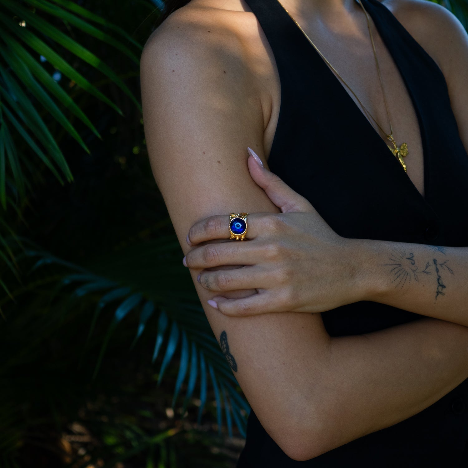 Guardian Evil Eye Adjustable Gold Ring
