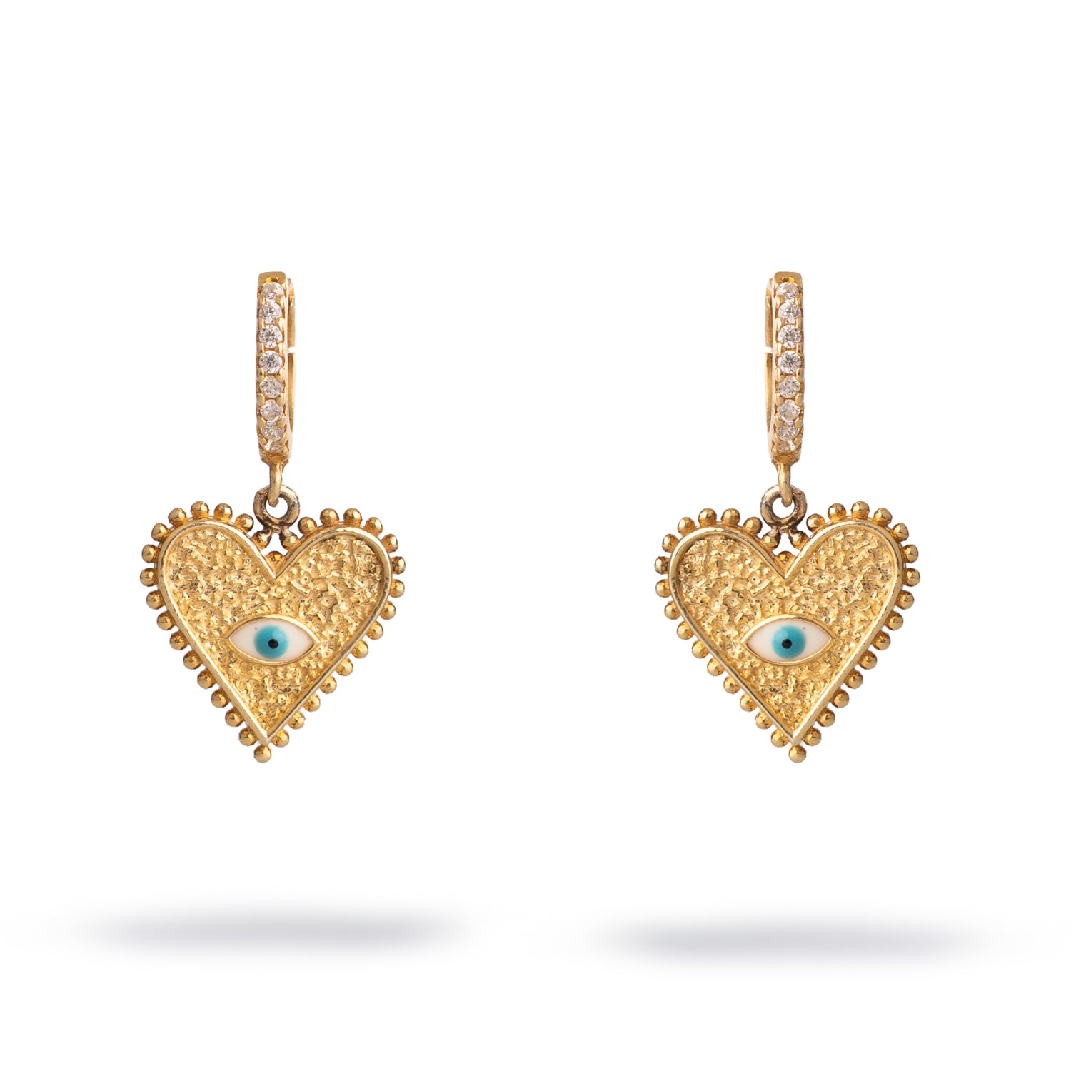 Guardian Heart Evil Eye Gold Vermeil Earrings