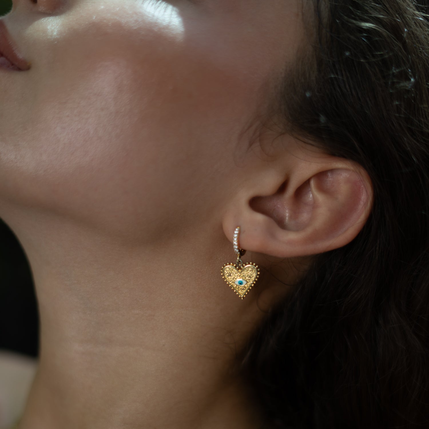 Guardian Heart Evil Eye Gold Vermeil Earrings