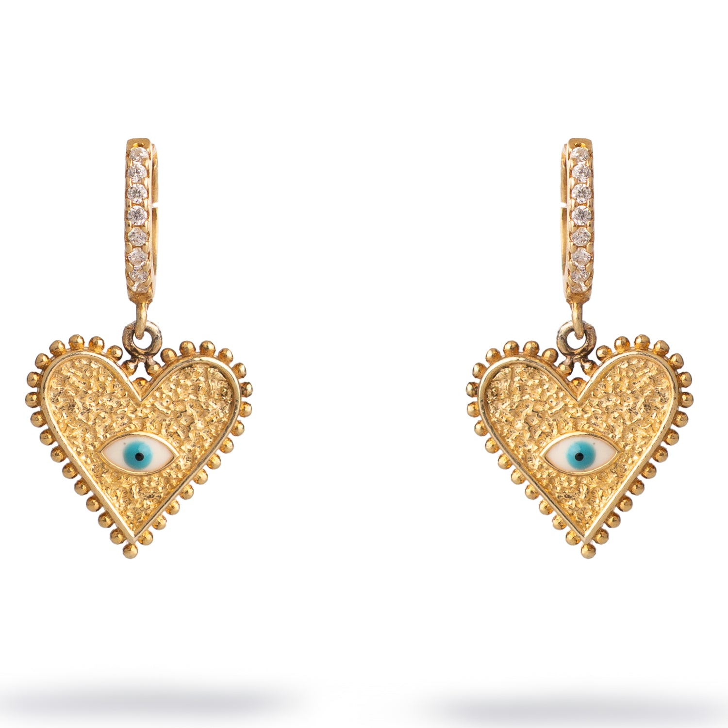 Guardian Heart Evil Eye Gold Vermeil Earrings