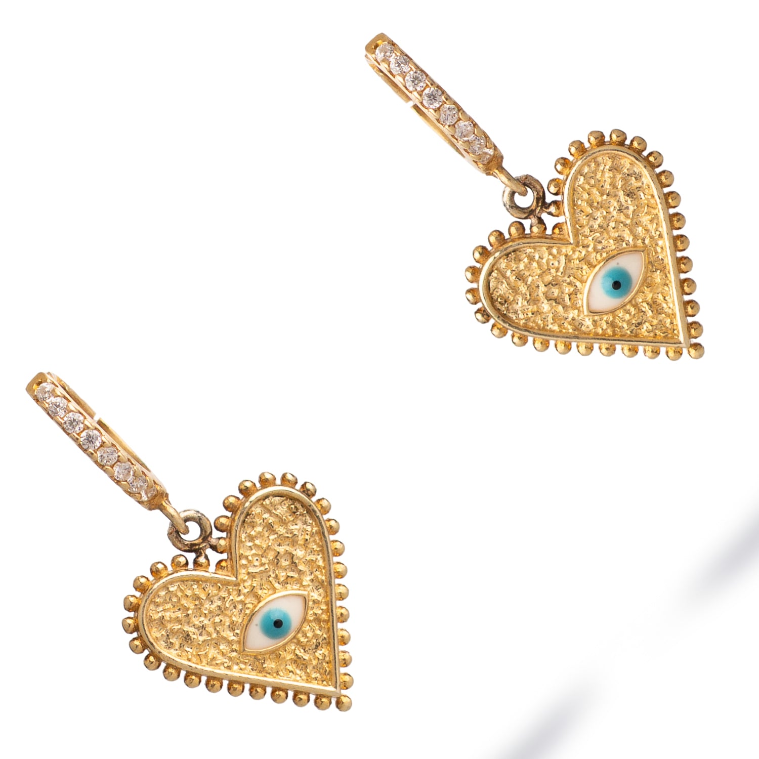 Guardian Heart Evil Eye Gold Vermeil Earrings