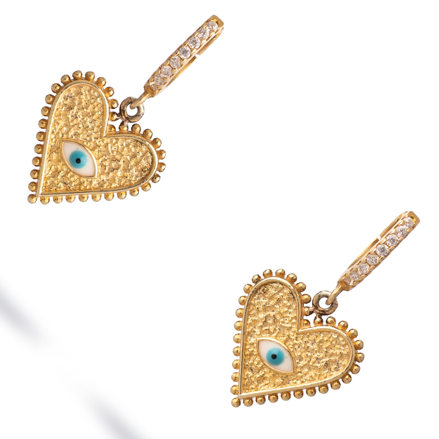 Guardian Heart Evil Eye Gold Vermeil Earrings