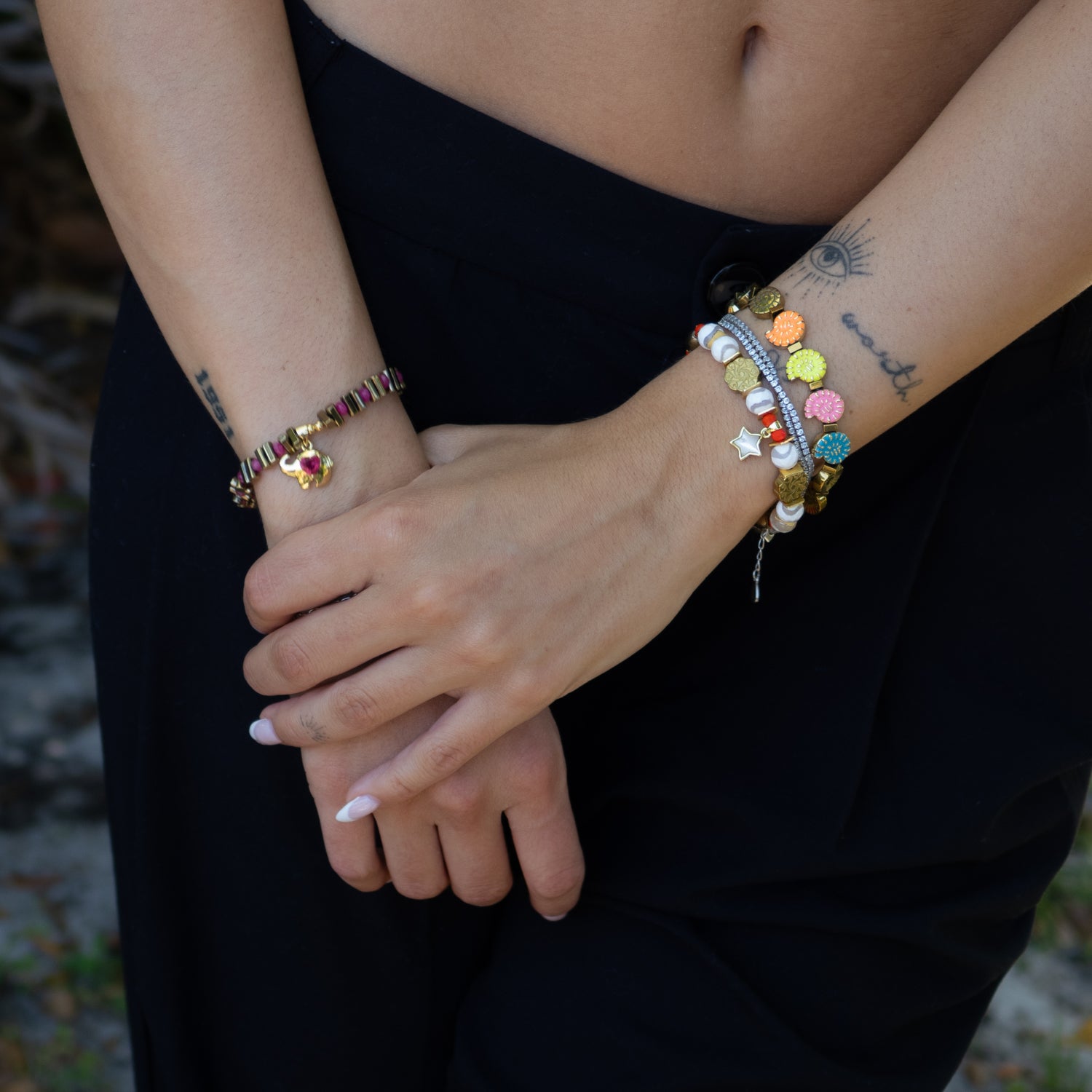 Guardian Love Ruby Heart & Gold Elephant Bracelet