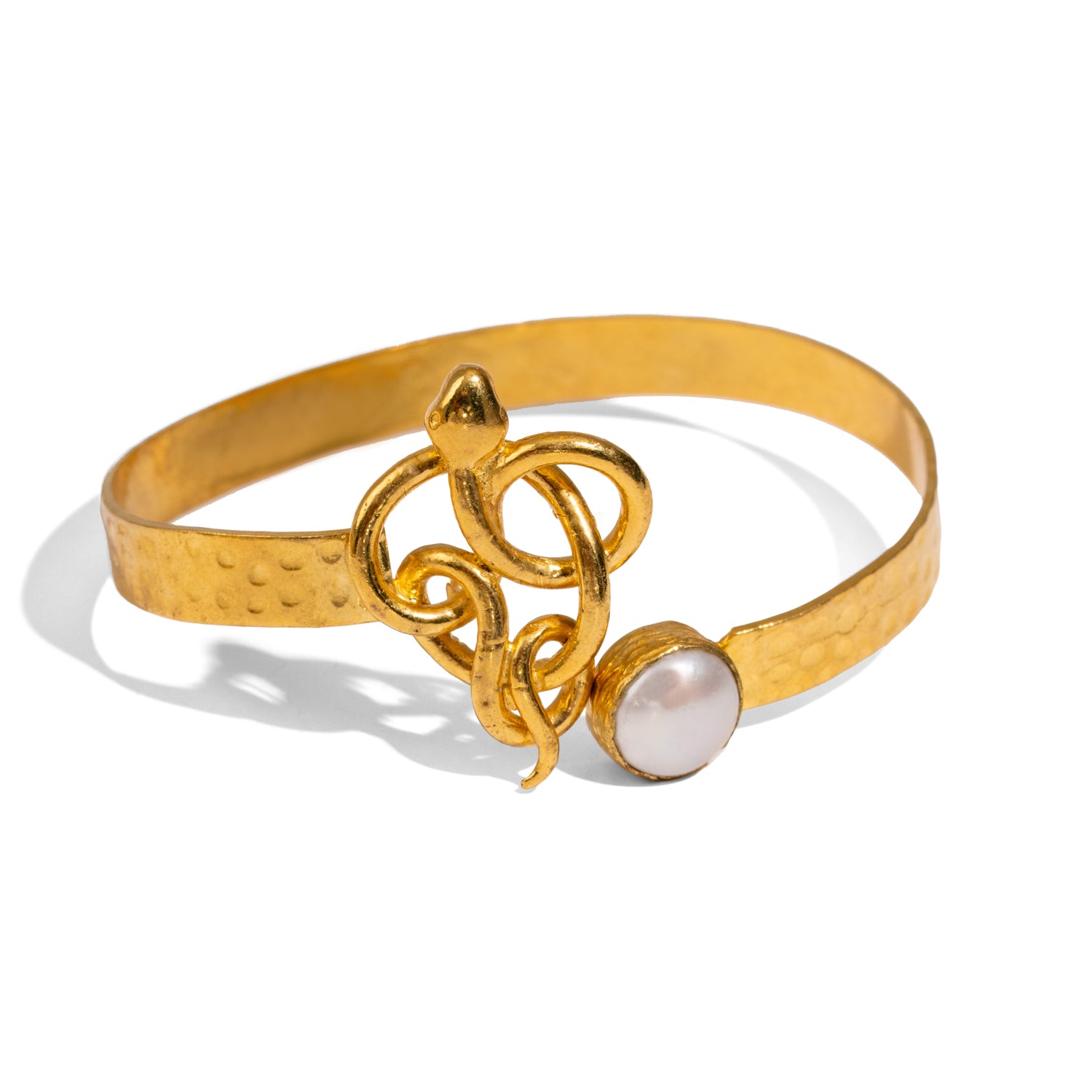 Guardian Serpent & Pearl Cuff Bracelet