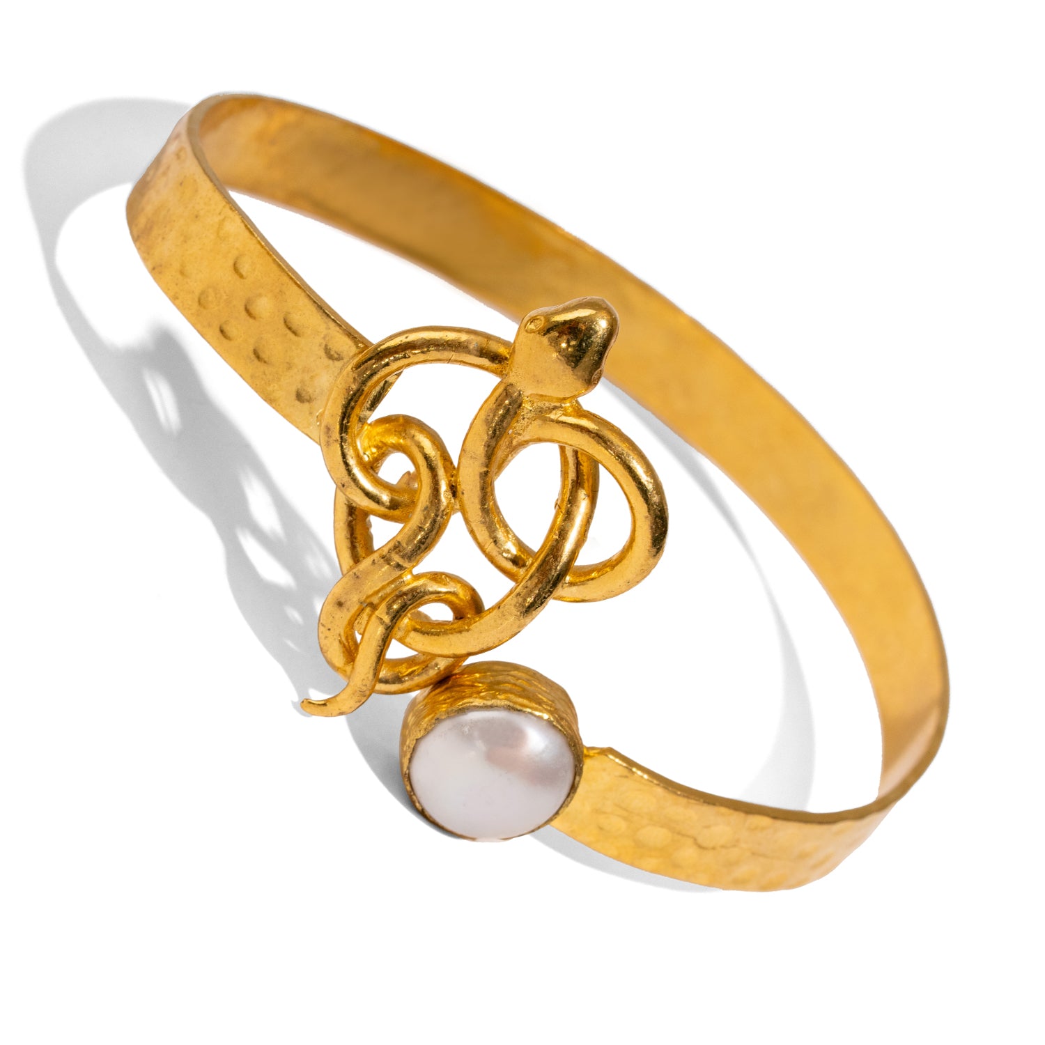 Guardian Serpent & Pearl Cuff Bracelet