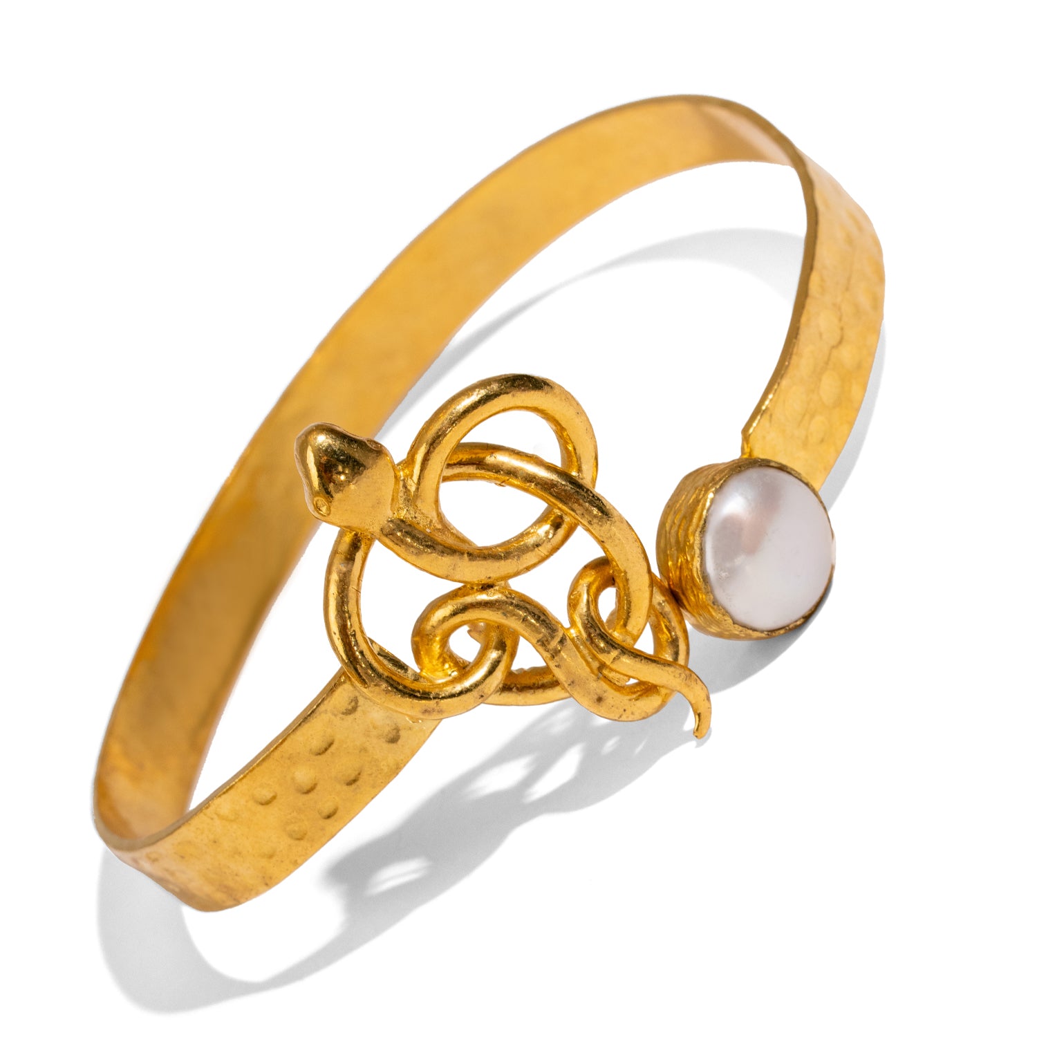 Guardian Serpent & Pearl Cuff Bracelet
