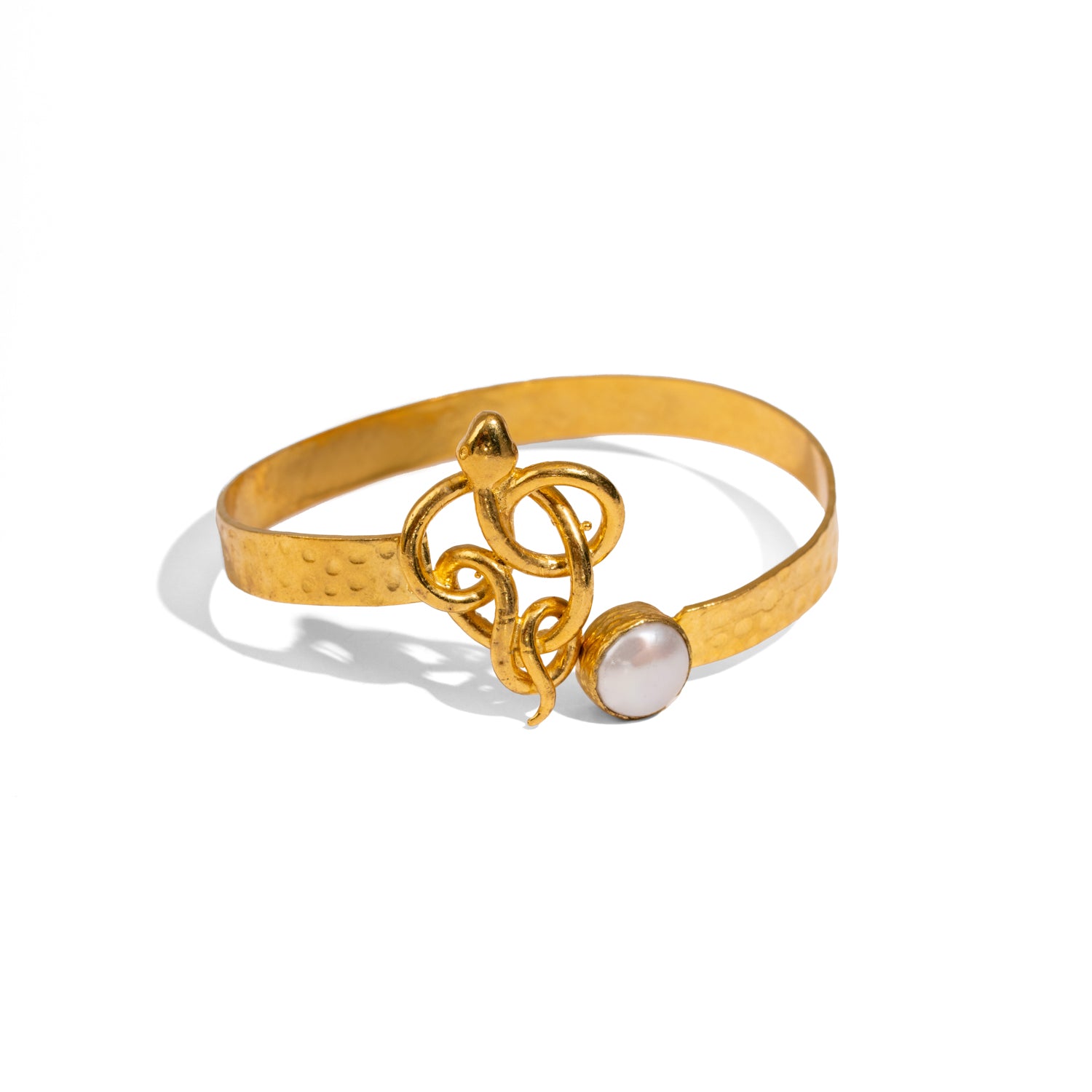Guardian Serpent & Pearl Cuff Bracelet