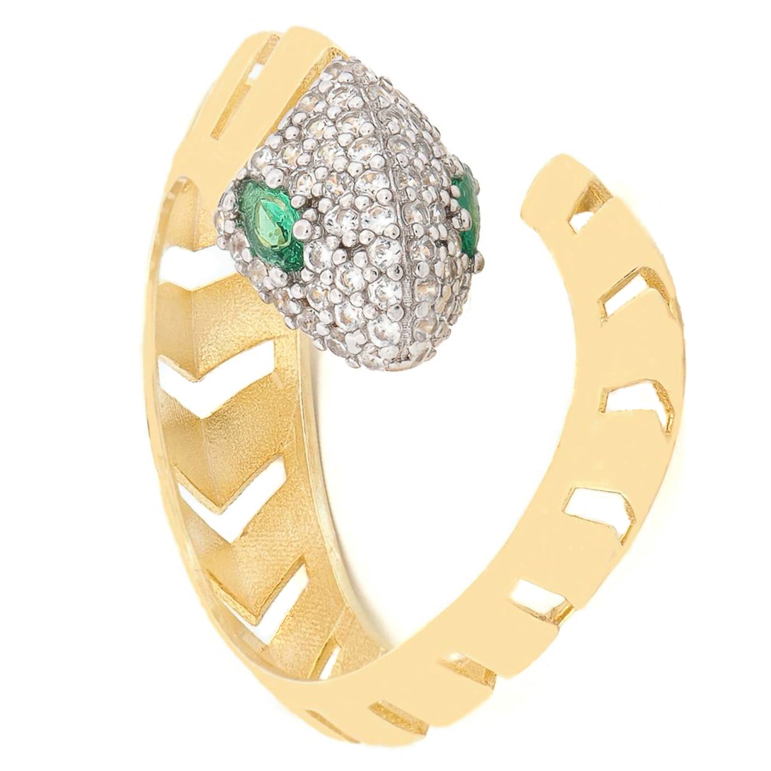 Serpent-inspired statement ring in radiant gold for personal strength and style