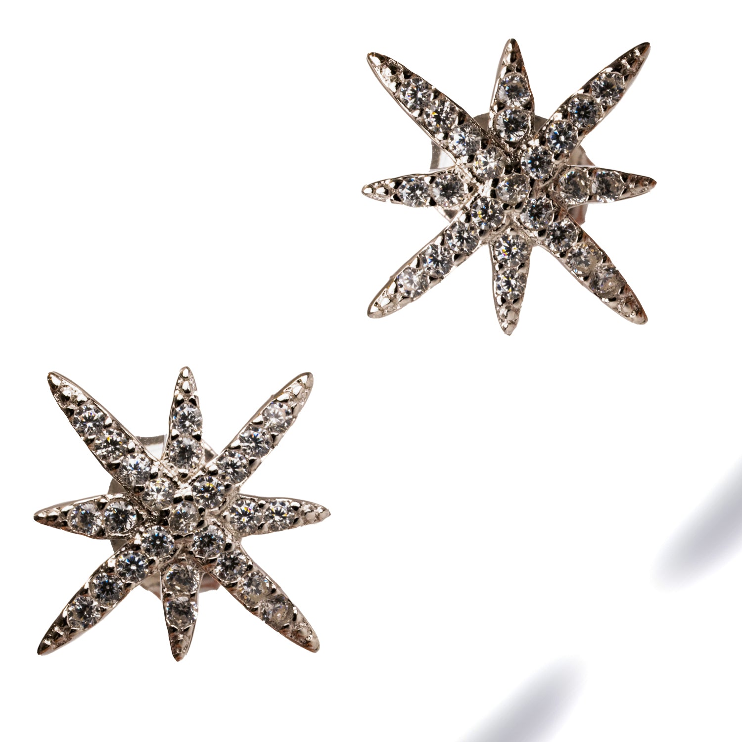 925 Sterling Silver Earrings with North Star and CZ Diamonds for a Dazzling Finish