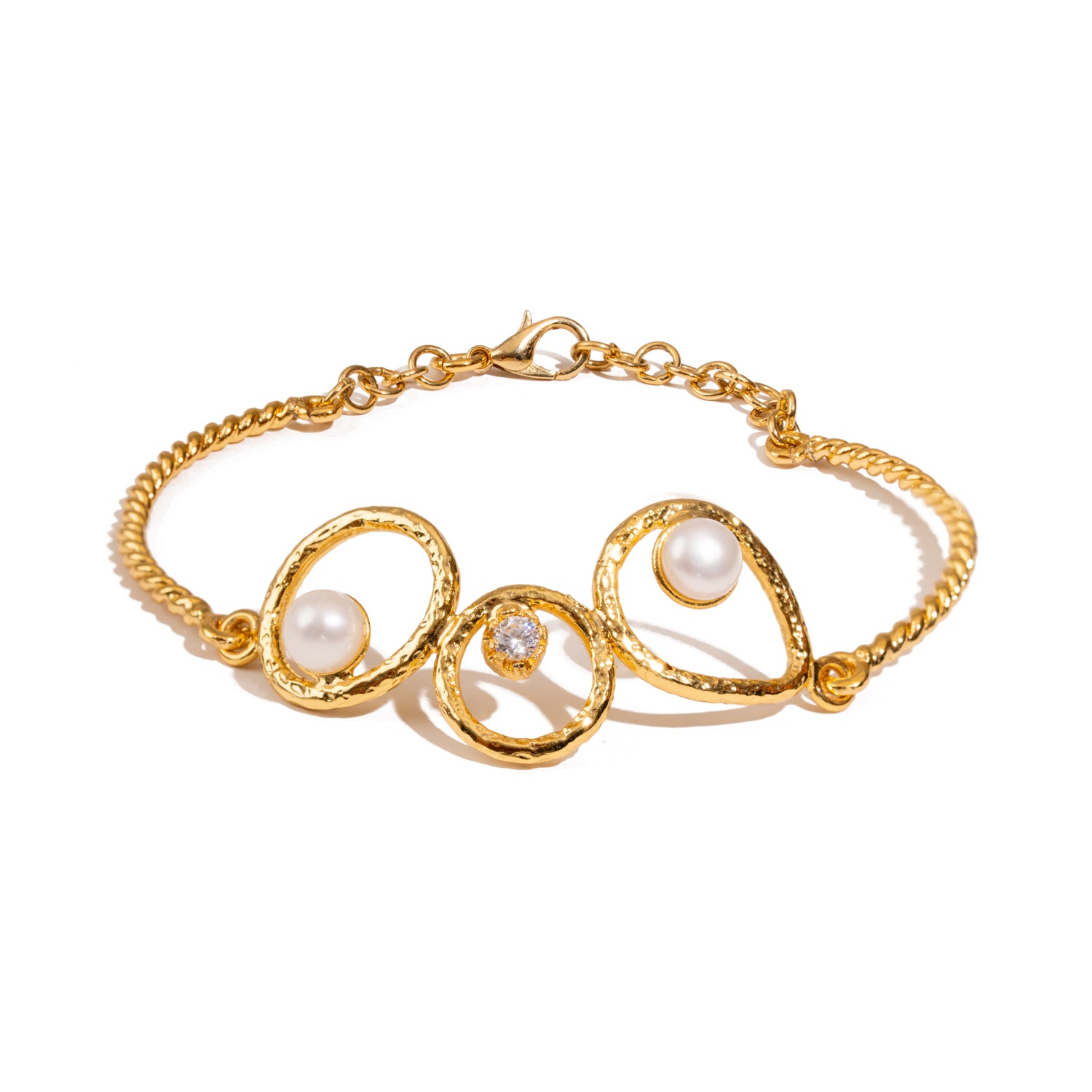 Handmade Radiance Pearl & Gold Adjustable Bracelet
