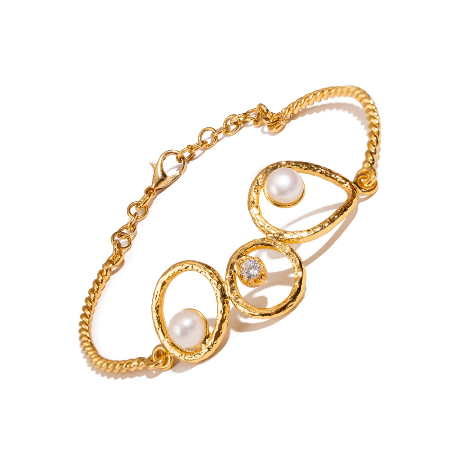 Handmade Radiance Pearl & Gold Adjustable Bracelet