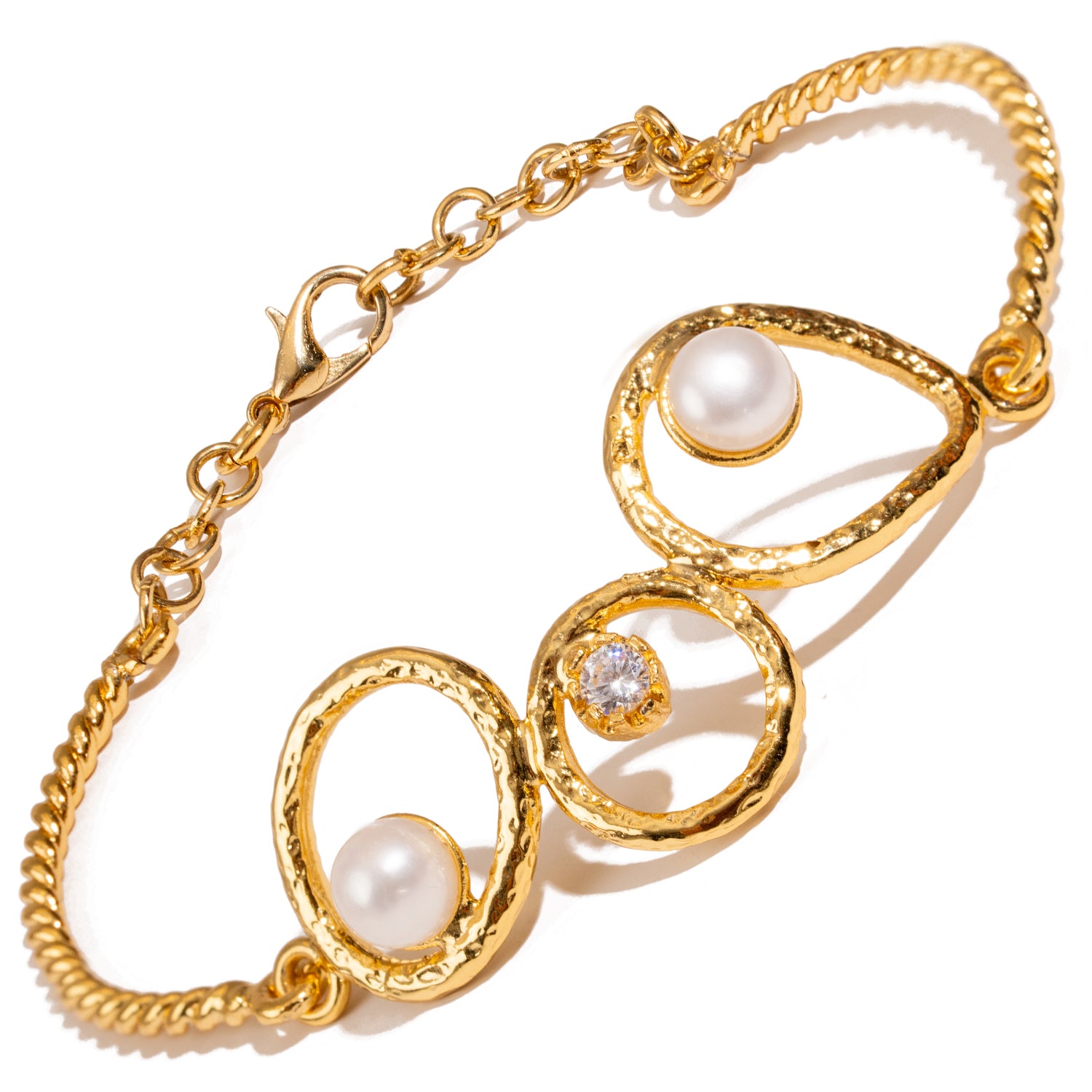 Handmade Radiance Pearl & Gold Adjustable Bracelet
