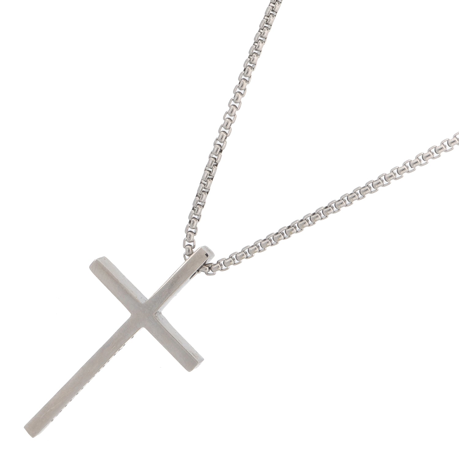 Faith-inspired stainless steel necklace with engraved Immanuel cross.