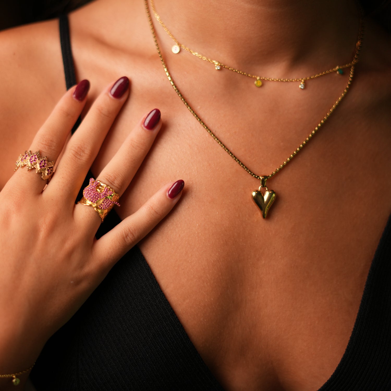 Gold Heart Pendant Necklace with Stainless Steel Chain for Love, Elegance, and Meaning