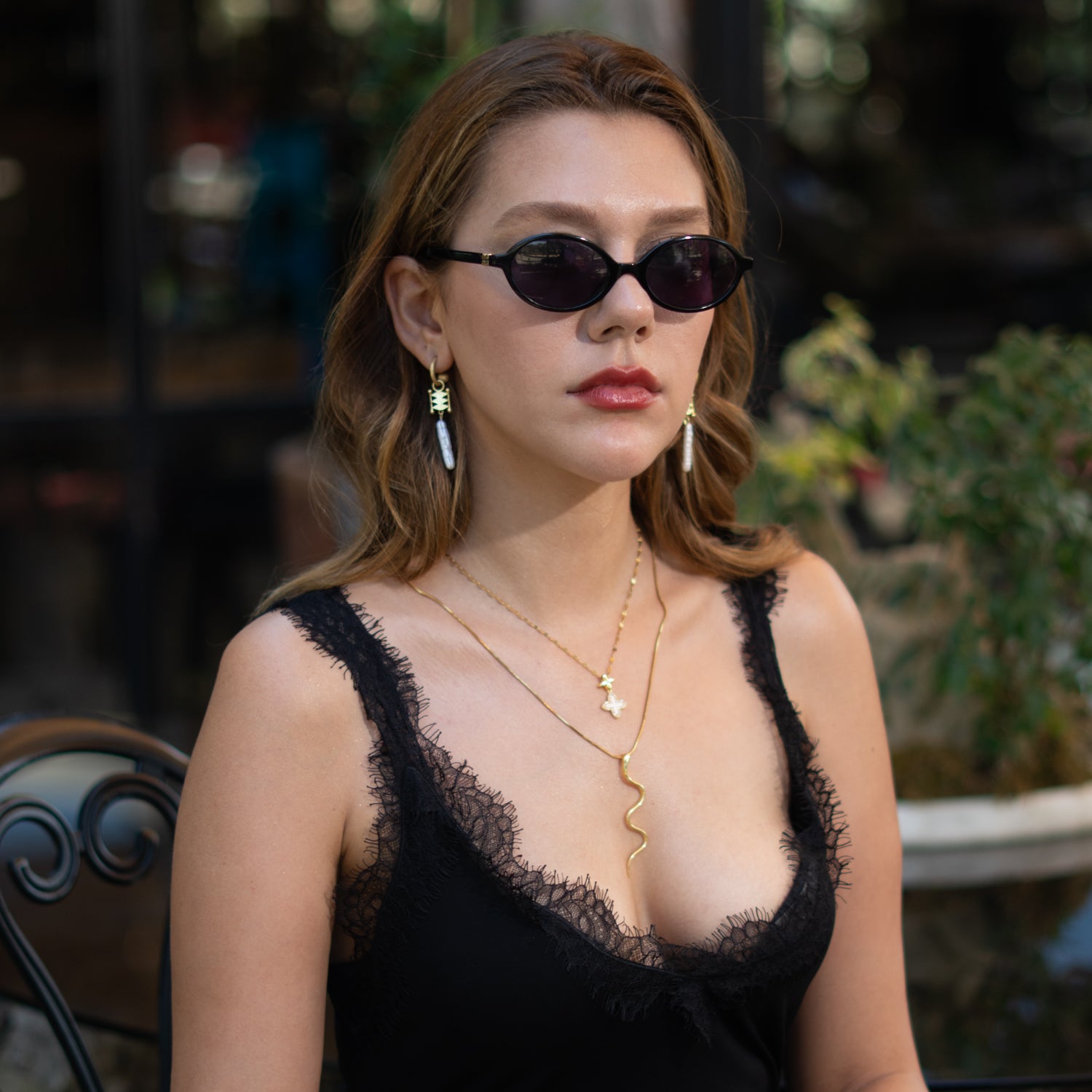 Isis Pearl Talisman Dangle Earrings