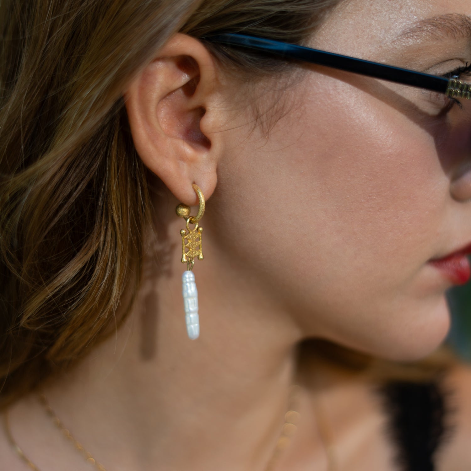 Isis Pearl Talisman Dangle Earrings