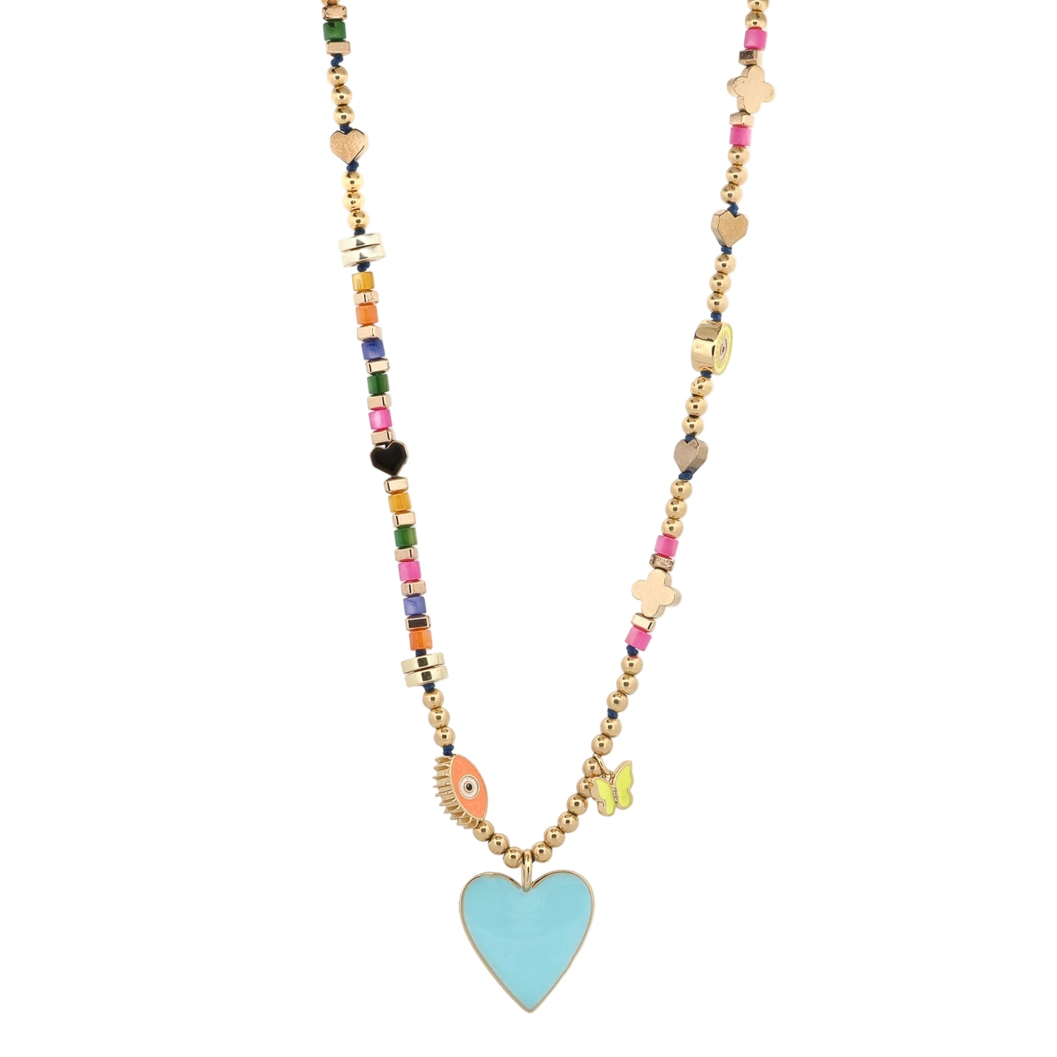 Necklace with a heart-shaped pendant on a white background
