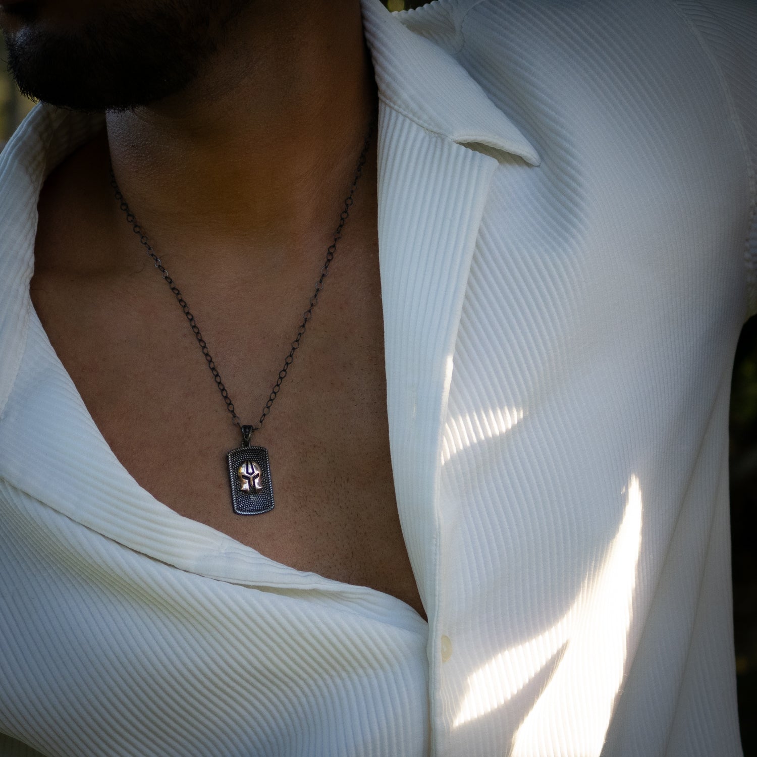 Gladiator Helmet Silver Men Necklace