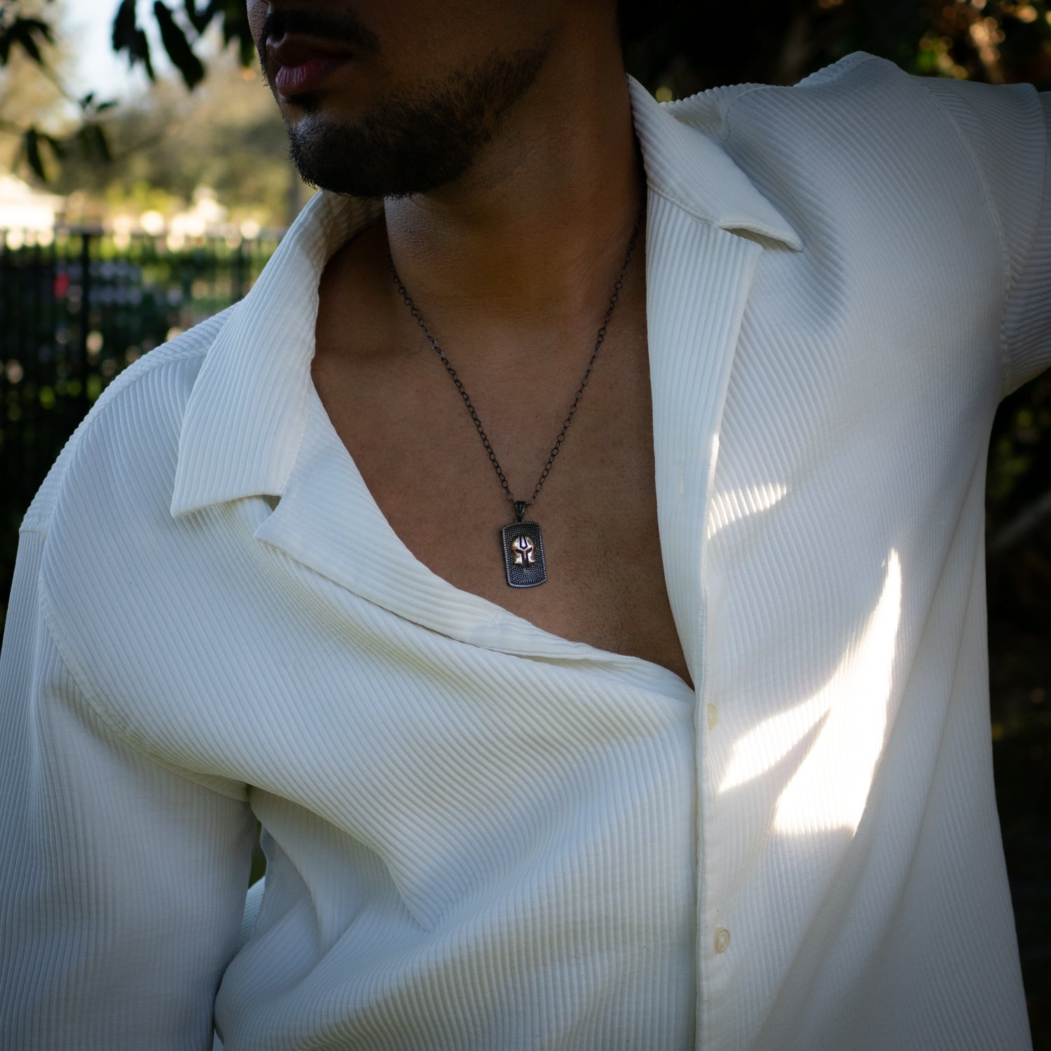 Gladiator Helmet Silver Men Necklace