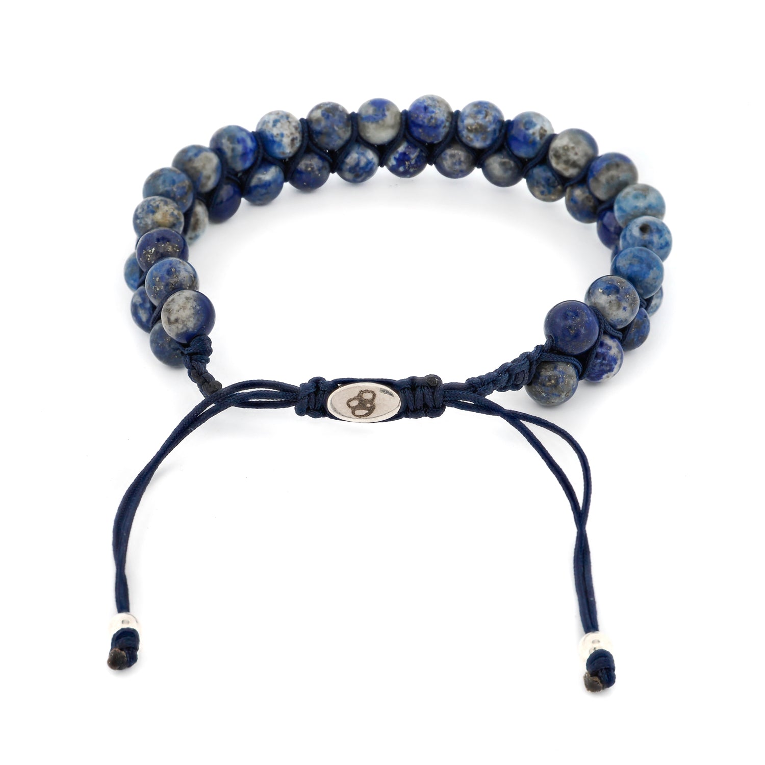Lapis Lazuli Stone Two Row Beaded Woven Striking Bracelet
