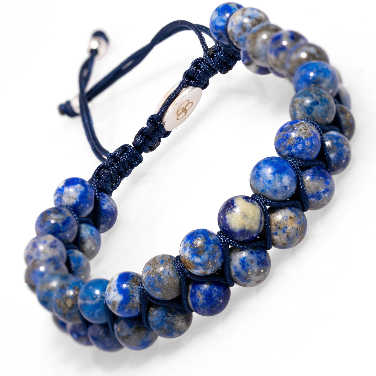 Lapis Lazuli Stone Two Row Beaded Woven Striking Bracelet