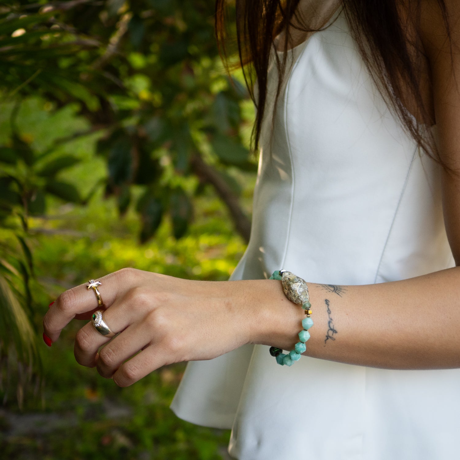 Larimar Stone & Mystic Gloss Beaded Bracelet