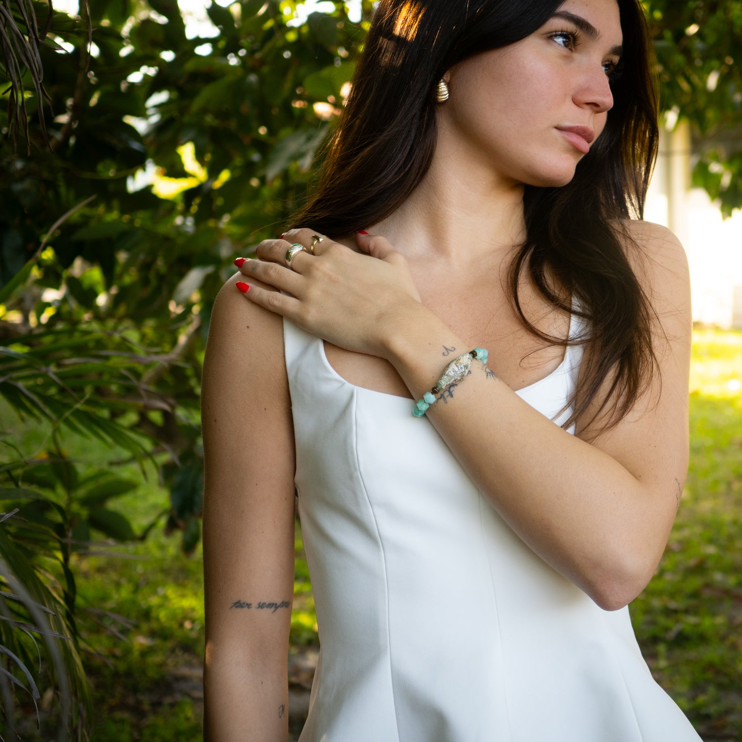 Larimar Stone & Mystic Gloss Beaded Bracelet