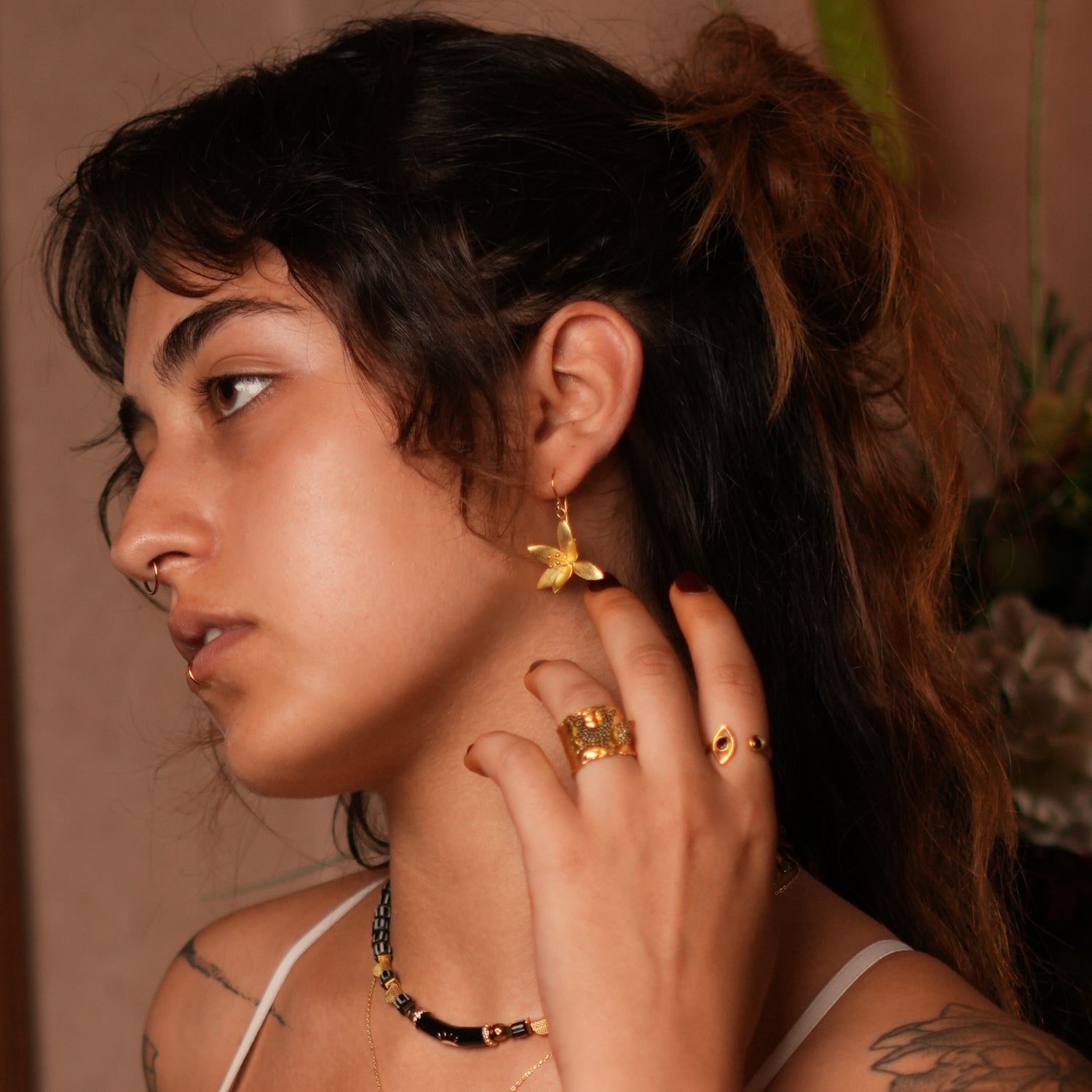 18K Gold-Plated Lotus Flower Earrings for a Chic and Symbolic Statement