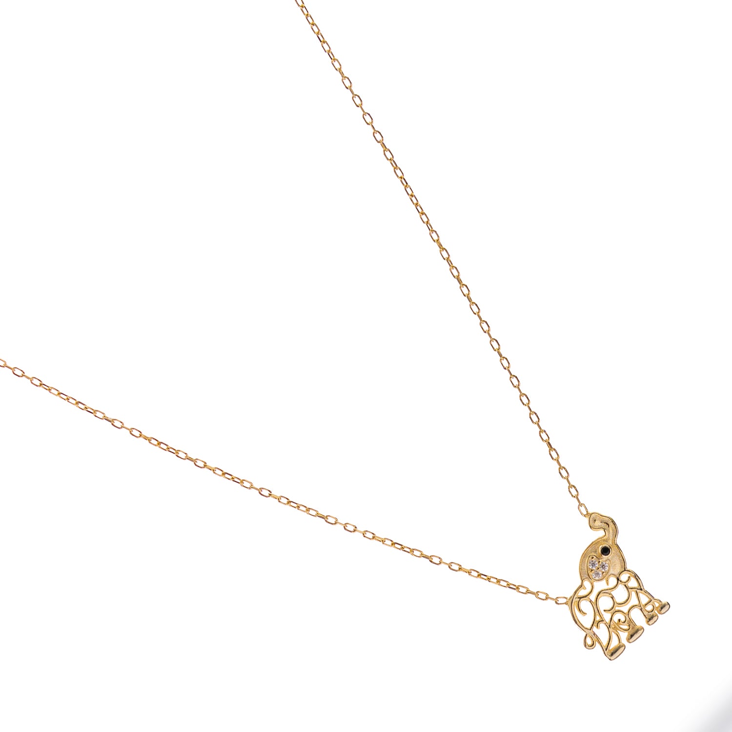 Lucky Charm Filigree Elephant Gold Necklace