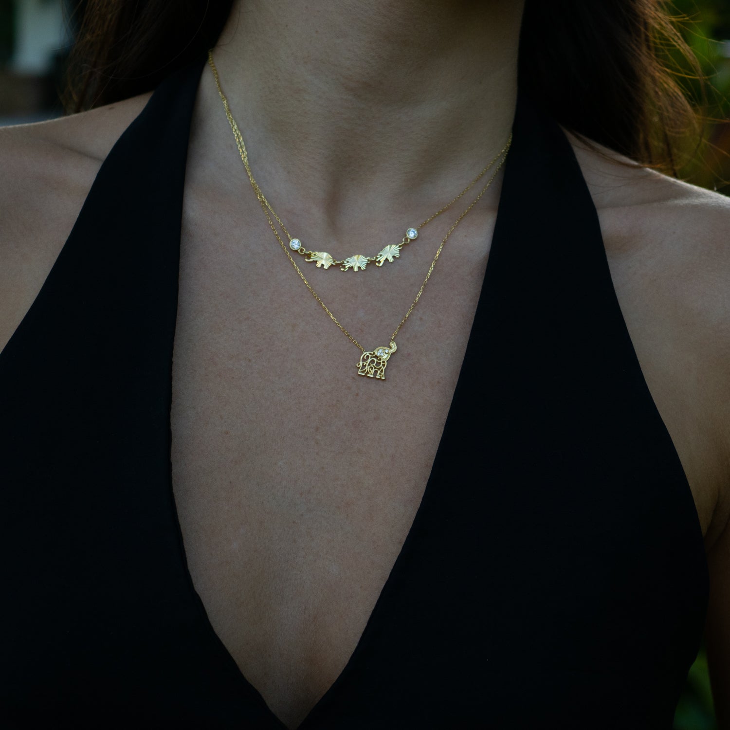 Lucky Charm Filigree Elephant Gold Necklace