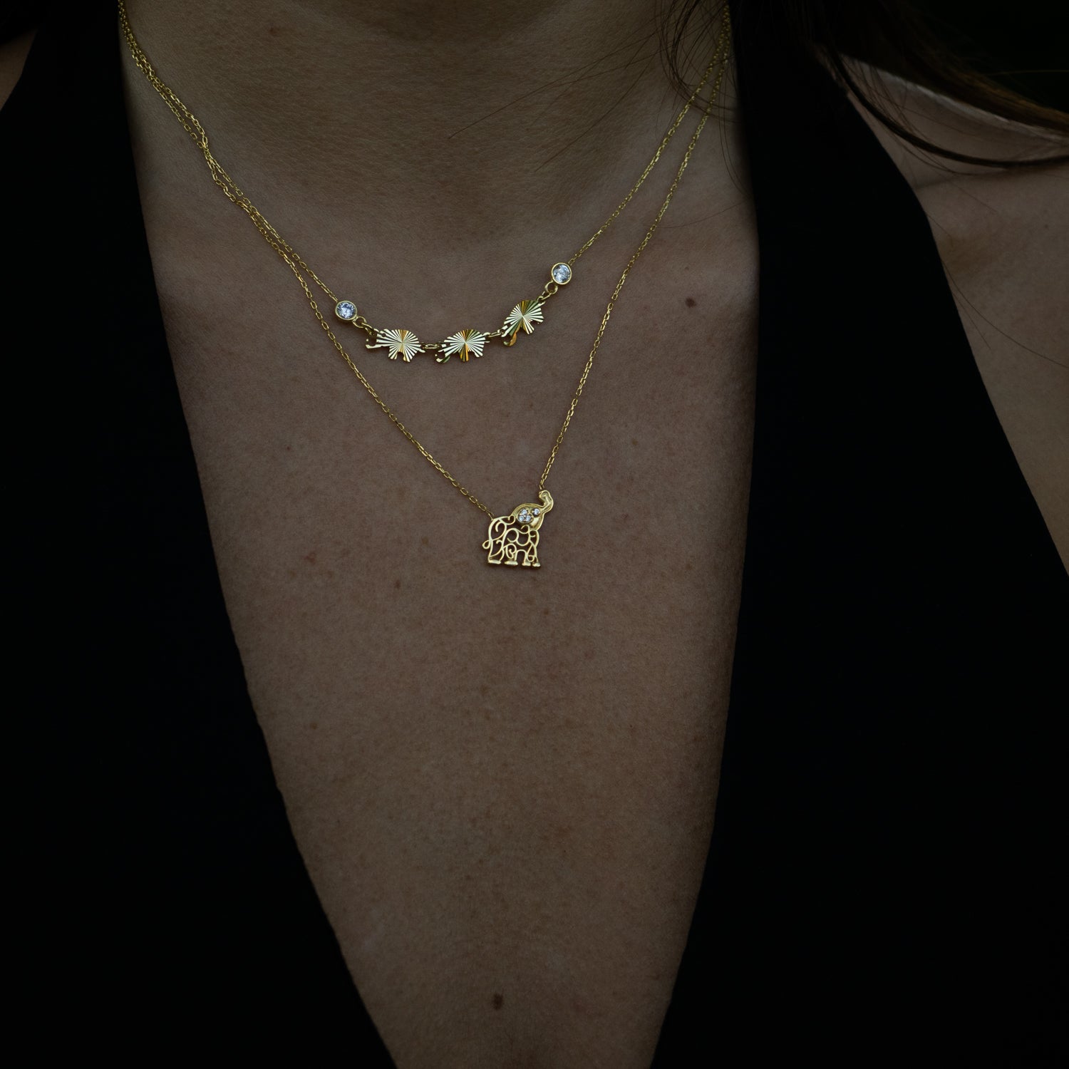 Lucky Charm Filigree Elephant Gold Necklace
