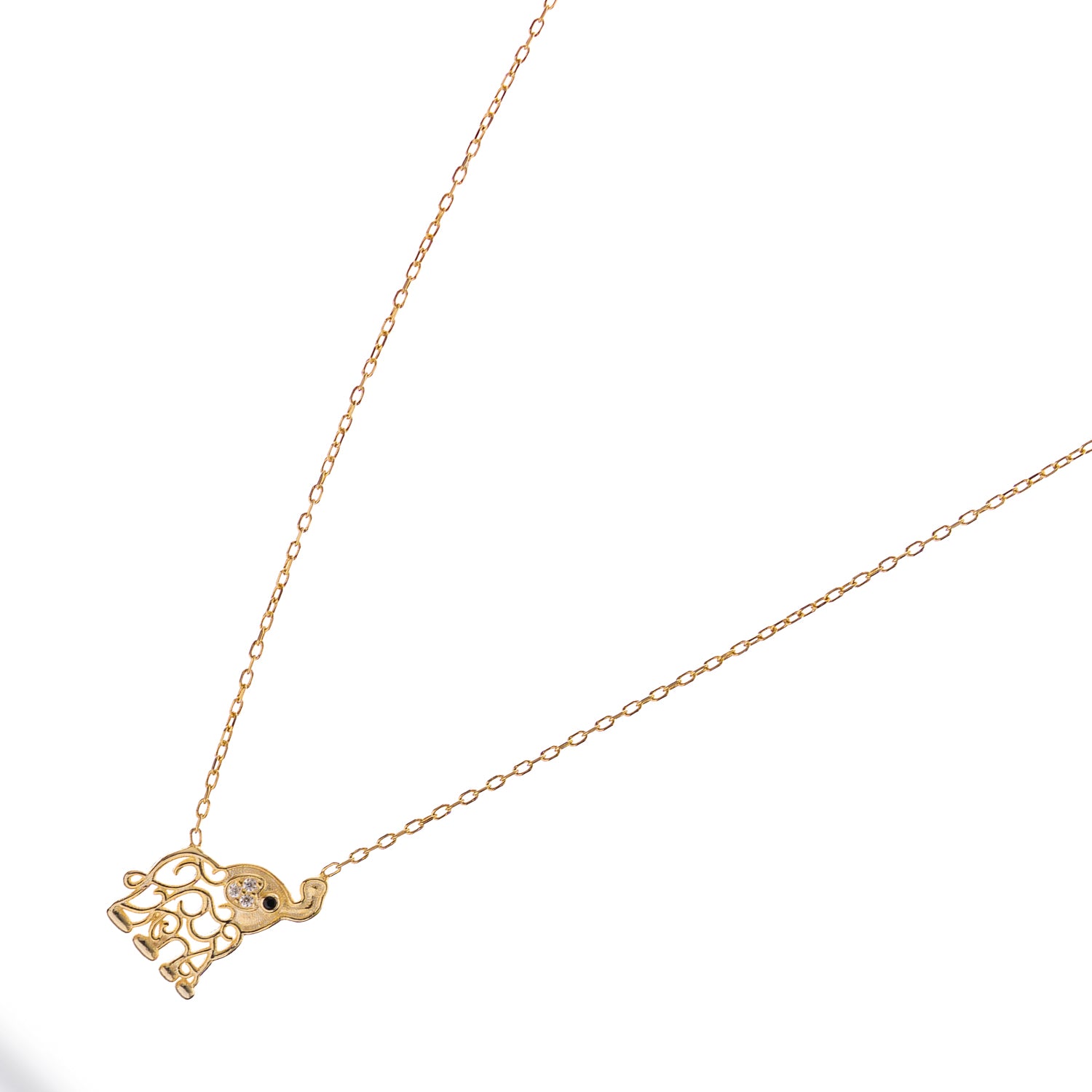 Lucky Charm Filigree Elephant Gold Necklace