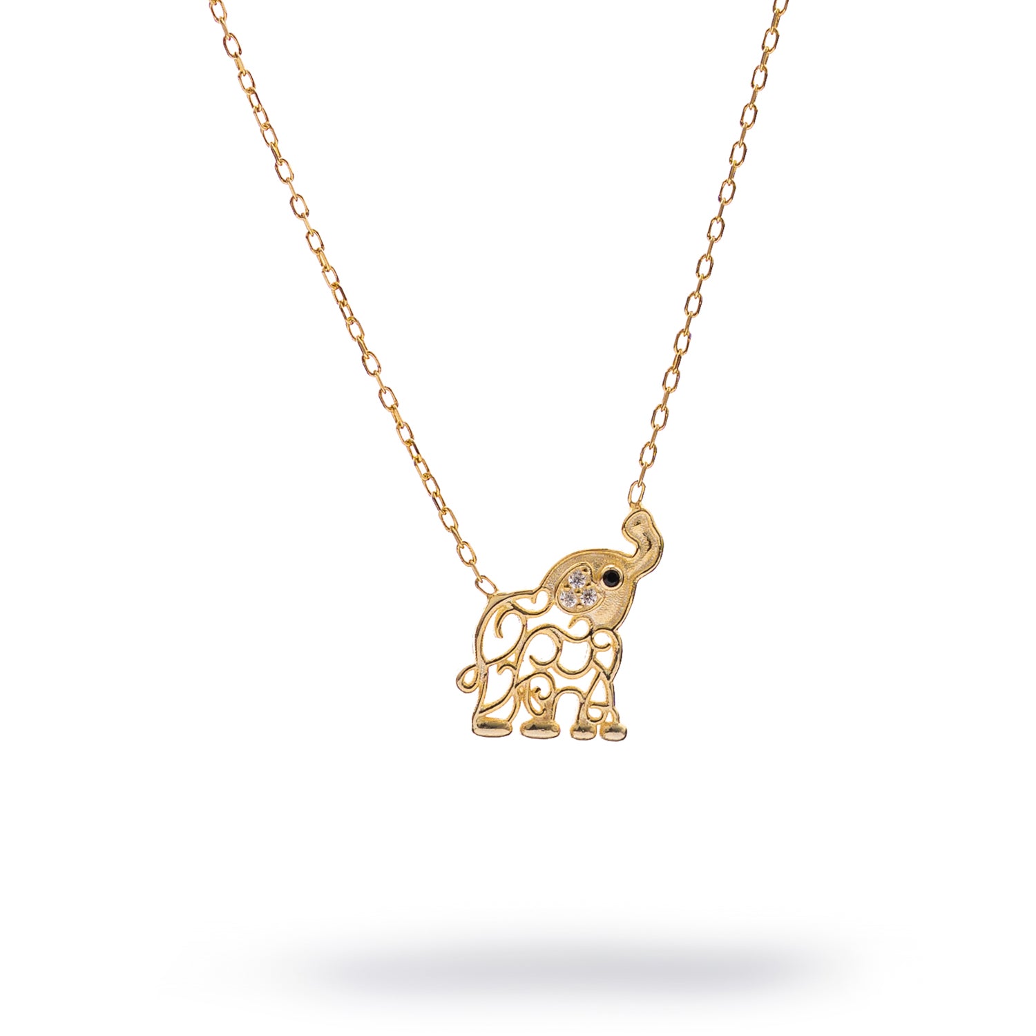 Lucky Charm Filigree Elephant Gold Necklace
