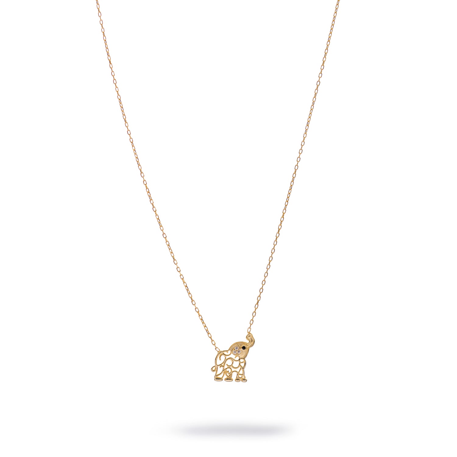 Lucky Charm Filigree Elephant Gold Necklace