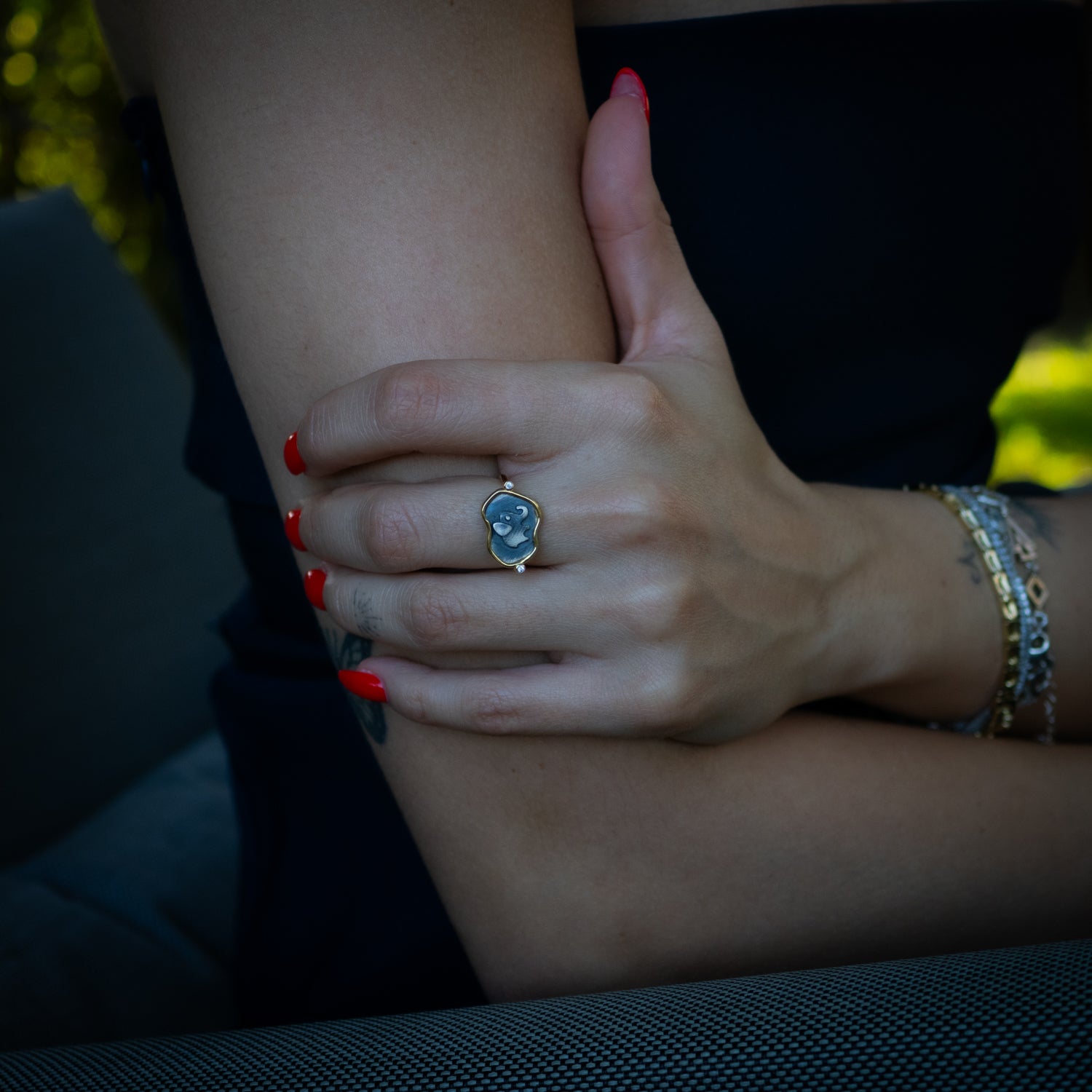 Lucky Elephant Sterling Silver Adjustable Signet Ring