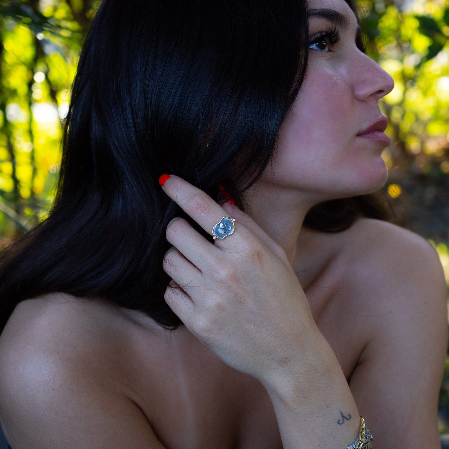 Lucky Elephant Sterling Silver Adjustable Signet Ring